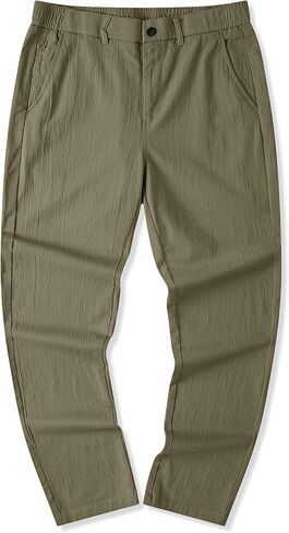 JMIERR Men's Casual Chino Pants Stretch Washed Crinkle 4 Way Textured Pants with Zipper Pockets and Elastic Waistband in Saudi Arabia