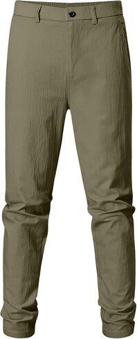 JMIERR Men's Casual Chino Pants Stretch Washed Crinkle 4 Way Textured Pants with Zipper Pockets and Elastic Waistband in Saudi Arabia