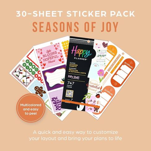 مجموعة ملصقات Happy Planner للتقويمات والمجلات والمخططات، ملصقات سهلة التقشير وإكسسوارات سجل القصاصات، حجم كلاسيكي، مواسم الفرح، 30 ورقة، 747 ملصقًا إجماليًا in Saudi Arabia
