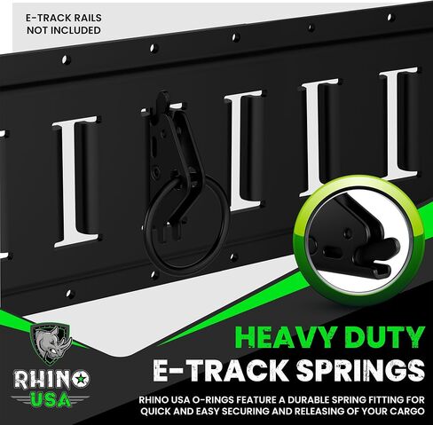 مرساة ربط على شكل حرف O من Rhino USA E Track (10 عبوات) حلقات إكسسوارات المسار الإلكتروني النهائية لقضبان ربط المسار E - مسحوق أسود - نظام ربط لتأمين الدراجات النارية والبضائع والمقطورات والشاحنات الصغيرة in Kuwait