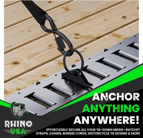 مرساة ربط على شكل حرف O من Rhino USA E Track (10 عبوات) حلقات إكسسوارات المسار الإلكتروني النهائية لقضبان ربط المسار E - مسحوق أسود - نظام ربط لتأمين الدراجات النارية والبضائع والمقطورات والشاحنات الصغيرة in Kuwait