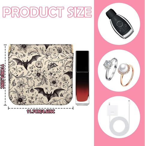 2 PCS Coin Purse Pouch Small Squeeze Soft PU Leather Mini Wallet Change Bag Cute Aesthetic for Women Girls Men-Bat Flower in Kuwait