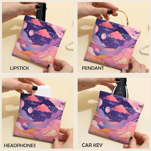 2 PCS Coin Purse Pouch Small Squeeze Soft PU Leather Mini Wallet Change Bag Cute Aesthetic for Women Girls Men-Bat Flower in Kuwait