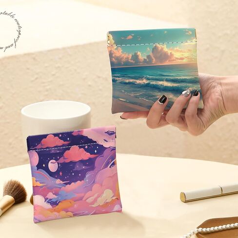 2 PCS Coin Purse Pouch Small Squeeze Soft PU Leather Mini Wallet Change Bag Cute Aesthetic for Women Girls Men-Bat Flower in Kuwait