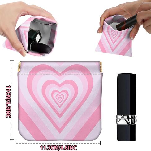2 PCS Coin Purse Pouch Squeeze Soft Leather PU Mini Wallet Small Change Holder Cute Aesthetic for Women Girls Men-Heart Rainbow in Saudi Arabia