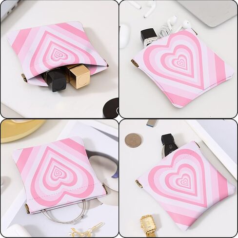 2 PCS Coin Purse Pouch Squeeze Soft Leather PU Mini Wallet Small Change Holder Cute Aesthetic for Women Girls Men-Heart Rainbow in Saudi Arabia