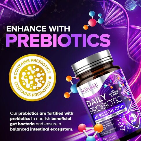تم تصنيعه بواسطة Nature Probiotic - 60 مليار وحدة تشكيل مستعمرة مع 10 سلالات، بالإضافة إلى 8 إنزيمات هضمية متنوعة و4 مصادر لألياف البريبايوتك - مكمل بروبيوتيك يومي للرجال والنساء - 60 كبسولة in Kuwait