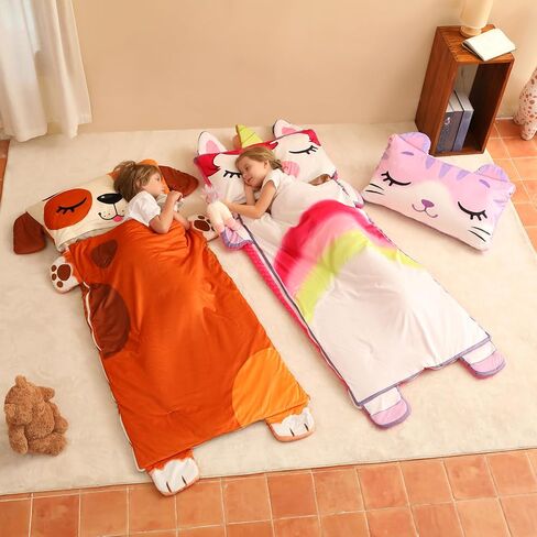Leadtex Toddler Nap Mat for Daycare and Preschool,Kids Animal Plush Sleeping Bag Nap Mat,Soft Cotton Slumber Bag and Minky Blanket for Camping. in Saudi Arabia