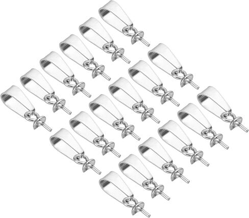 PATIKIL 14x5mm Eye Pin Peg Bail, 30Pcs Stainless Steel Cup Peg Bail Pin Pearl Pendant Connector for Jewelry Making Earring Necklace Bracelet DIY Crafts, Silver in Kuwait