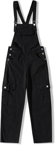 Girls Kids Bib Overalls Pants with Pockets Flap Pockets Adjustable Straps Sleeveless Long casual Jumpsuit in Saudi Arabia