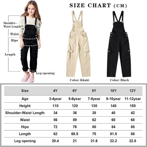 Girls Kids Bib Overalls Pants with Pockets Flap Pockets Adjustable Straps Sleeveless Long casual Jumpsuit in Saudi Arabia