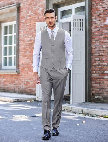COOFANDY Men's 3 Piece Slim Fit Suit Set One Button Jacket Blazer Vest Pants Set Wedding Formal Prom Tuxedo Suits in Saudi Arabia