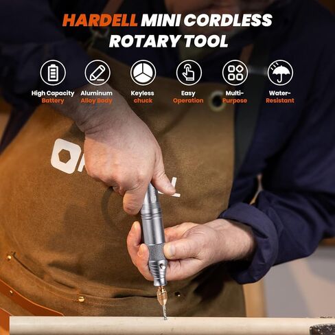 أداة دوارة، مجموعة أدوات دوارة صغيرة لاسلكية 4 فولت من HARDELL، قلم نقش مع بطارية بديلة، 20000 دورة في الدقيقة 52 قطعة ملحقات للنقش، الصنفرة، الطحن، الحفر، التلميع، النحت، الحرف اليدوية اليدوية in Kuwait