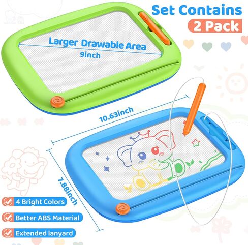 2 Packs Magnetic Drawing Board for Kids, Toddler Toys Age 1-2 & 2-3 Boys Girls, Doodle Board for Toddlers 1-3, Educational Learning Toys for 1 2 3 Year Old Baby, Ideal Christmas Birthday Gifts in Saudi Arabia