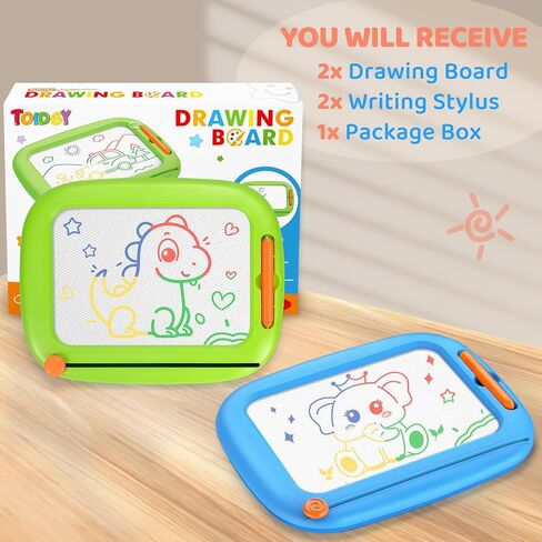 2 Packs Magnetic Drawing Board for Kids, Toddler Toys Age 1-2 & 2-3 Boys Girls, Doodle Board for Toddlers 1-3, Educational Learning Toys for 1 2 3 Year Old Baby, Ideal Christmas Birthday Gifts in Saudi Arabia