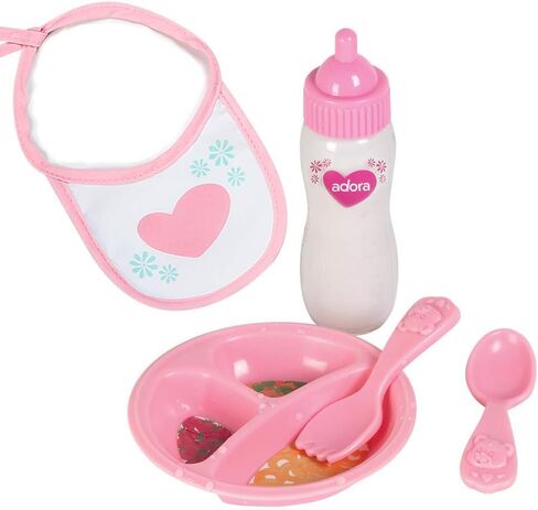Adora Baby Doll Accessory and Magic Feeding Set, Includes Magic Plate, Disappearing Milk Bottle, Bib, Fork, and Spoon, Birthday Gift For Ages 2+ in Kuwait