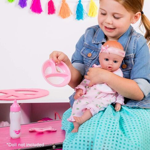 Adora Baby Doll Accessory and Magic Feeding Set, Includes Magic Plate, Disappearing Milk Bottle, Bib, Fork, and Spoon, Birthday Gift For Ages 2+ in Kuwait