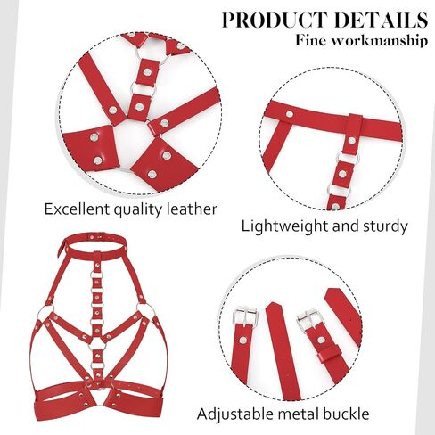 Navoky Punk Leather Body Chain Women Goth Chest Belts Fashion Bra Chain Jewelry Accessories for Rave and Cosplay in Kuwait