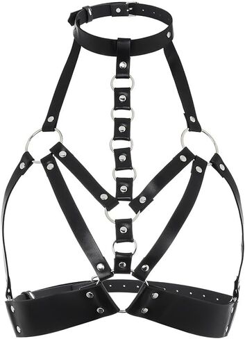 Navoky Punk Leather Body Chain Women Goth Chest Belts Fashion Bra Chain Jewelry Accessories for Rave and Cosplay in Kuwait