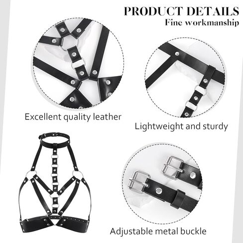 Navoky Punk Leather Body Chain Women Goth Chest Belts Fashion Bra Chain Jewelry Accessories for Rave and Cosplay in Kuwait