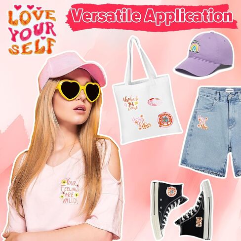 17 Pcs Positive Affirmations Iron On Patches, Boho Hippie Style Embroidered Patch for Clothes, Cute Inspirational Words for Hats/Backpacks/Jackets DIY Decoration in Saudi Arabia