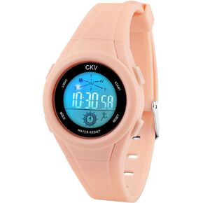 CKV Kids Digital Watch for Girls Boys with 7 Colors LED Light 3ATM Waterproof Children's Watch Outdoor Wristwatch with Soft Strap Kids Watch with Alarm, Stopwatch