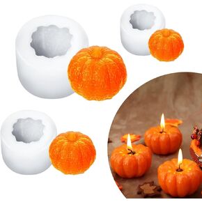 (3 Pack) Pumpkin Candle Molds,Halloween Silicone Mold 3D Halloween Pumpkin Silicone Mold for Pumpkin Candles, Soap, Jelly, Chocolate and Pumpkin Crafts Decoration
