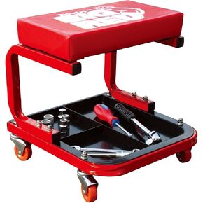 BIG RED TR6300 Rolling Creeper Garage/Shop Seat: Padded Mechanic Stool with Tool Tray, Red