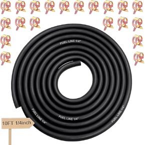 smseace 1/4 Inch10Ft Fuel Line Hose Rubber Fuel Line with 20Pcs Hose Clamps for Small Engines/Snow Machine/Automotive Replacement Fuel Hoses