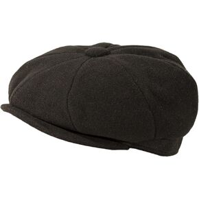 Versatile Newsboy Style Cap: Wool/Polyester Blend 8 Quarter, Multiple Sizes & Colors, Cotton Sweatband by Levine