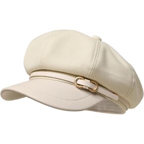 Womens Newsboy Cap Fashion PU Leather Cabbie Painter Hat Beret Cap