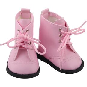 High Top Leather Boots for 18 Inch Dolls, Lace-Up Design, Available in 6 Colors, Stylish PU Leather Doll Shoes for Fashion Girl and Boy Dolls, Gifts for Grandson and Granddaughter