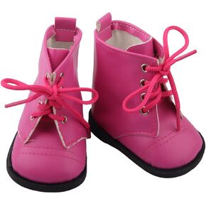 High Top Leather Boots for 18 Inch Dolls, Lace-Up Design, Available in 6 Colors, Stylish PU Leather Doll Shoes for Fashion Girl and Boy Dolls, Gifts for Grandson and Granddaughter