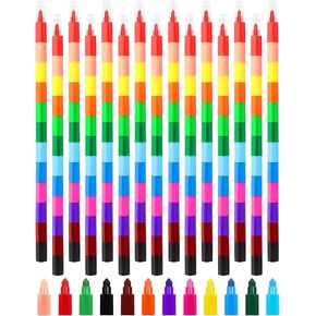 15 Pcs Stacking Crayons 12 Colors Buildable Crayons Set Colorful Drawing Crayons,Stackable Painting Colored Pencils Party Favors DIY Rainbow Pencils for School Office Birthday Party