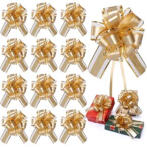 12 pcs Large Christmas Bows for Gift Wrapping,5 inch Wide Xmas Pull Bows for Presents,Christmas Gift Bows for Gift Baskets,Christmas Tree,Wine Bottles,Christmas Decorations (Mix Color)