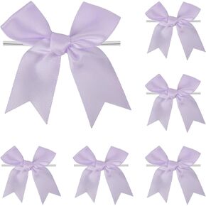Twist Tie Bows, Satin Ribbon Bows - 3 Inches, 50-Pack for Treat Bags Gift Wrapping Basket Crafts Wedding Baby Shower Brithday Christmas Party Decorations (Pink)