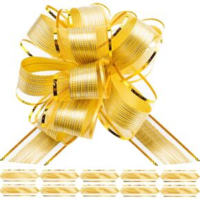 KINGLAKE Christmas Pull Bows 24PCS Bows for Gift Baskets Wrapping Large 5" Wide Christmas Tree Bows for Present Wrap, 12 Multicolor Christmas Bows