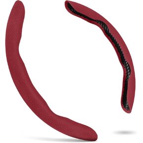 Alcantara Steering Wheel Cover, Non- Slip Segmented Car Steering Wheel Cover, Steering Wheel Cover Men & Women, Universal 99% Car Wheel Cover Protector (Wine Red-Perforated Style)