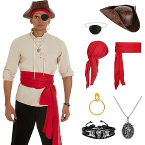 Pirate Costume Accessories Set Pirate Hat for Women Men Halloween Accessories