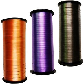 Plain Waterproof Ribbon,3/16 inch x 100yards Curling Ribbon for Gifts Package Wrapping,Bows,Halloween Decorations Crafting (Black,Orange,Purple)