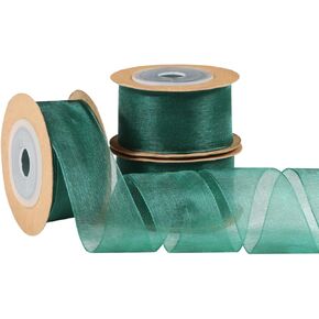 3 Rolls Pink Organza Sheer Ribbon 1 inch Sheer Fabric Ribbons for Gift Wrapping Christmas Tree Wreaths Bows Crafts Wedding Invitations Flower Wrapping Ribbon Valentine Wrap (Total 30yd)