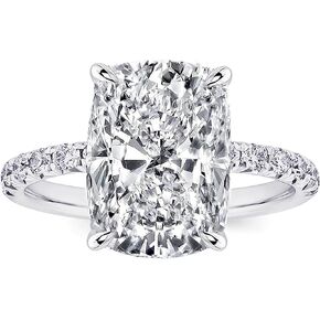 4.5CT Elongated Cushion Cut Engagement Rings for Women, Simulated Diamond Ring, 925 Sterling Silver 18K White Gold Plated Promise Ring(Size 5#)