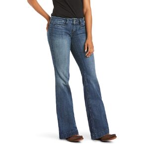 Ariat Female Trouser Mid Rise Stretch Outseam Ella Wide Leg Jean Bluebell 31