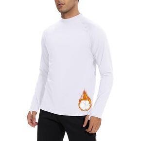 Men's Fleece Lined Thermal Shirts Midweight Crew/Mock Neck Base Layer Long Sleeve Top Cold Weather Workout in Kuwait