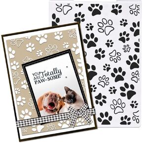 Dog Paw Print Background Plastic Embossing Folders for Card Making Pet Cat Paw Print Background Scrapbooking Plastic Template Photo Album Card Paper Handmade DIY Craft Decoration Template Molds