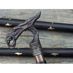 Brass Dragon Style Head Handle Wooden Walking Stick Victorian Style Handmade Cane Best Gift