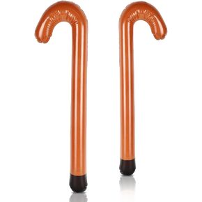 Inflatable Cane Old Man Blow Up Walking Crutch Costume Accessories PVC Party Decoration, 2 Pack