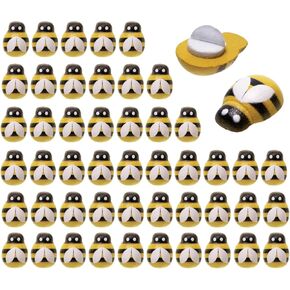 Penta Angel Tiny Wooden Bee Embellishments 50Pcs Self-Adhesive Painted Flatback Wood Bumble Bee Pieces for Scrapbooking Decoration and Craft DIY