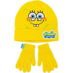 SpongeBob SquarePants Hat and Gloves Kids Yellow Knitted Winter Beanie
