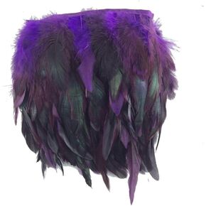 Rooster Hackle Feather Fringe Trim 5-7" in Width Pack of 2yards (Black)